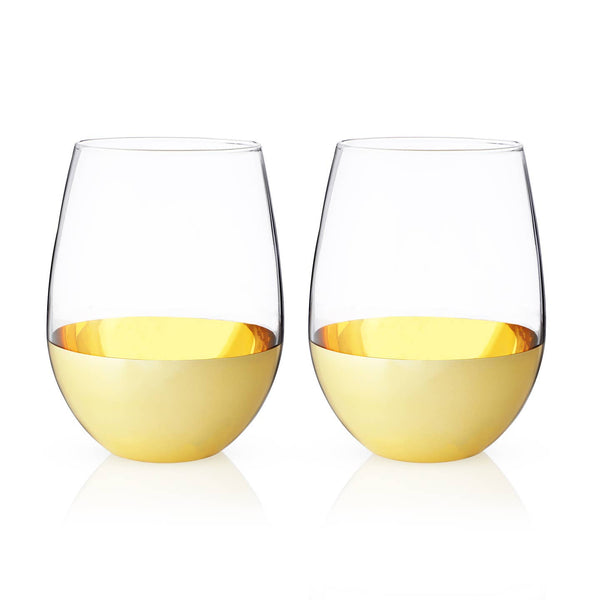 Belmont™ Gold-Dipped Crystal Wine Tumblers - Set of 2