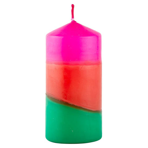 Pink Red & Green Pillar Candle