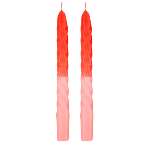 Red & Pink Taper Candle Set of 2