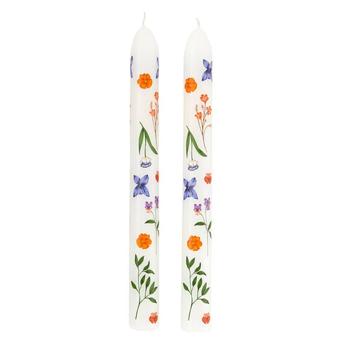 Boho Flowers Tapered Candle Set of 2