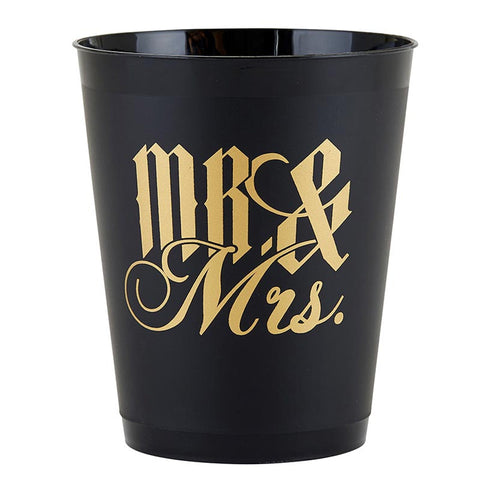 Mr. & Mrs. Black & Gold Party Cups