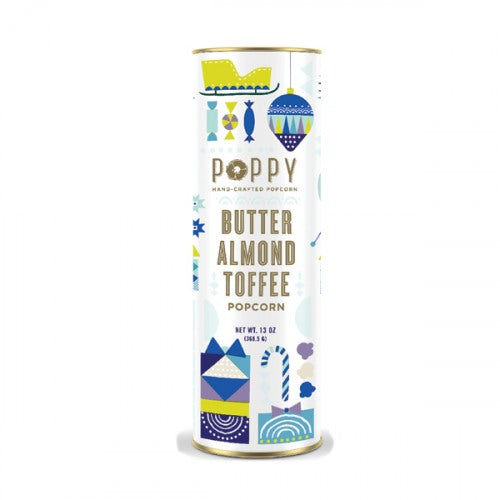 Butter Almond Toffee Poppy Popcorn - Holiday Cylinder