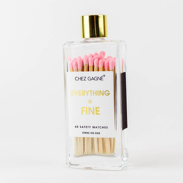 Everything Is Fine - Glass Bottle Matches - Light Pink