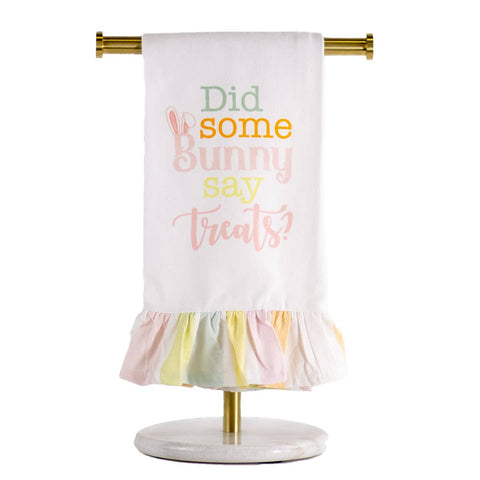 Bunny Say Treats Ruffle Tea Towel