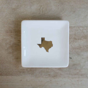 Texas Trinket Dish - White & Gold