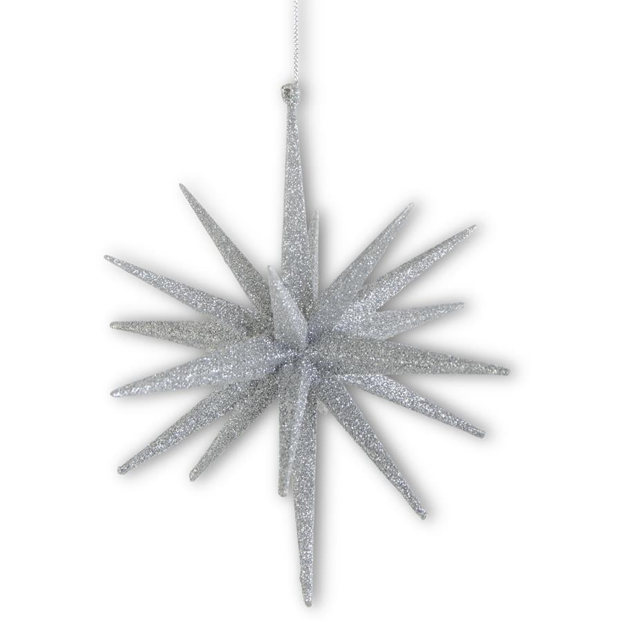 Silver Glitter Star Ornament - 8in 18 Point