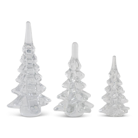 Set of 3 Clear Glass Trees