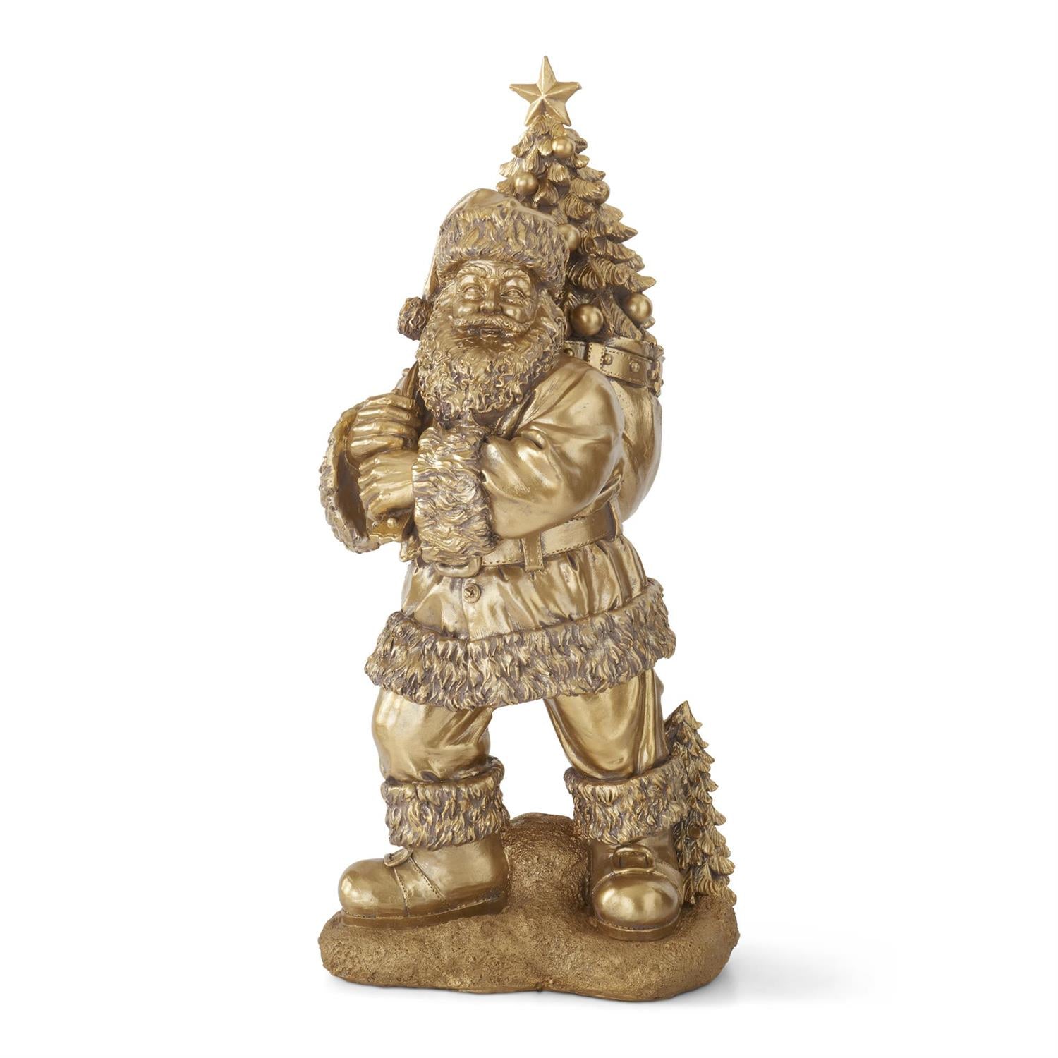 Antique Gold Resin Santa - 23in