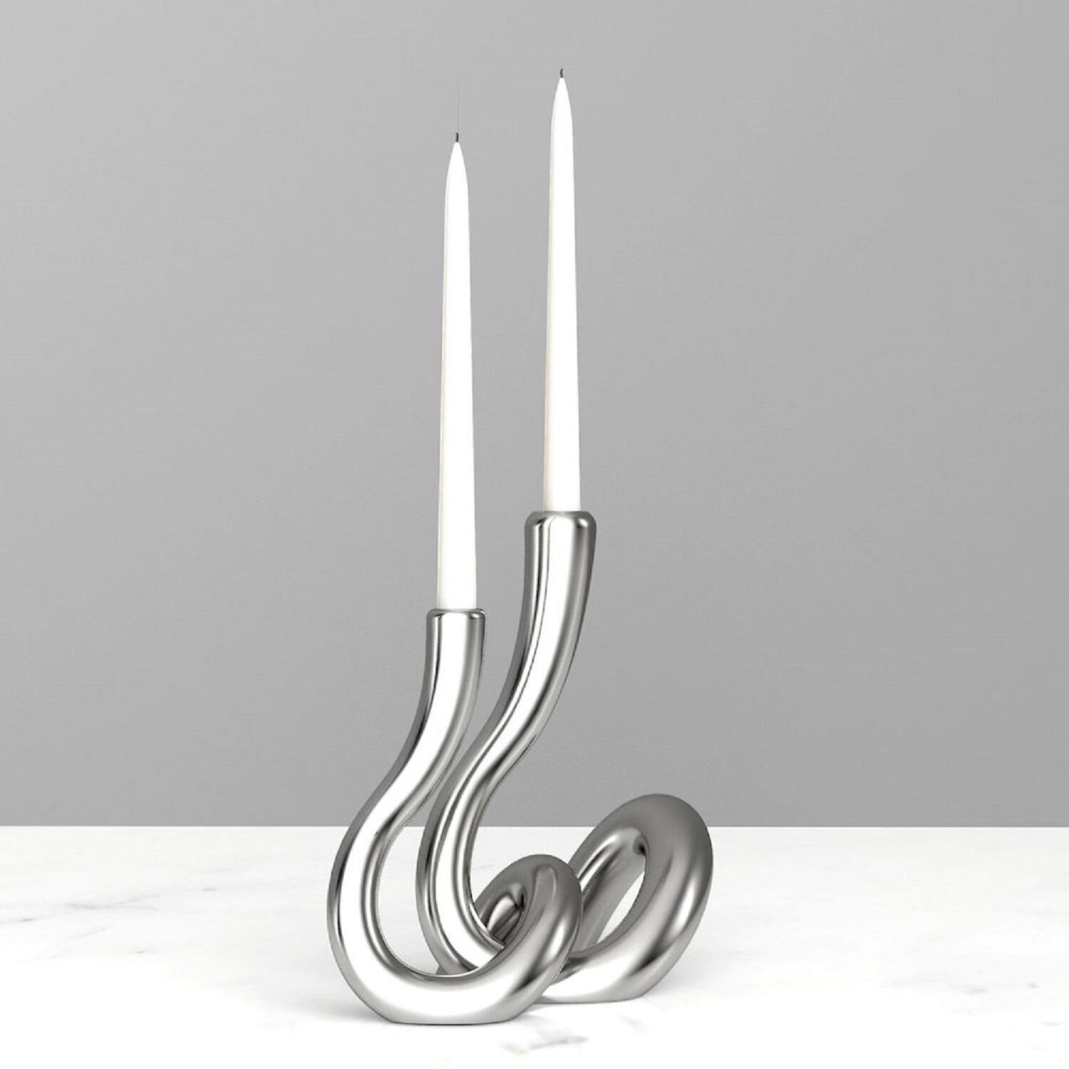 Serpente 8" Candlestick - Silver