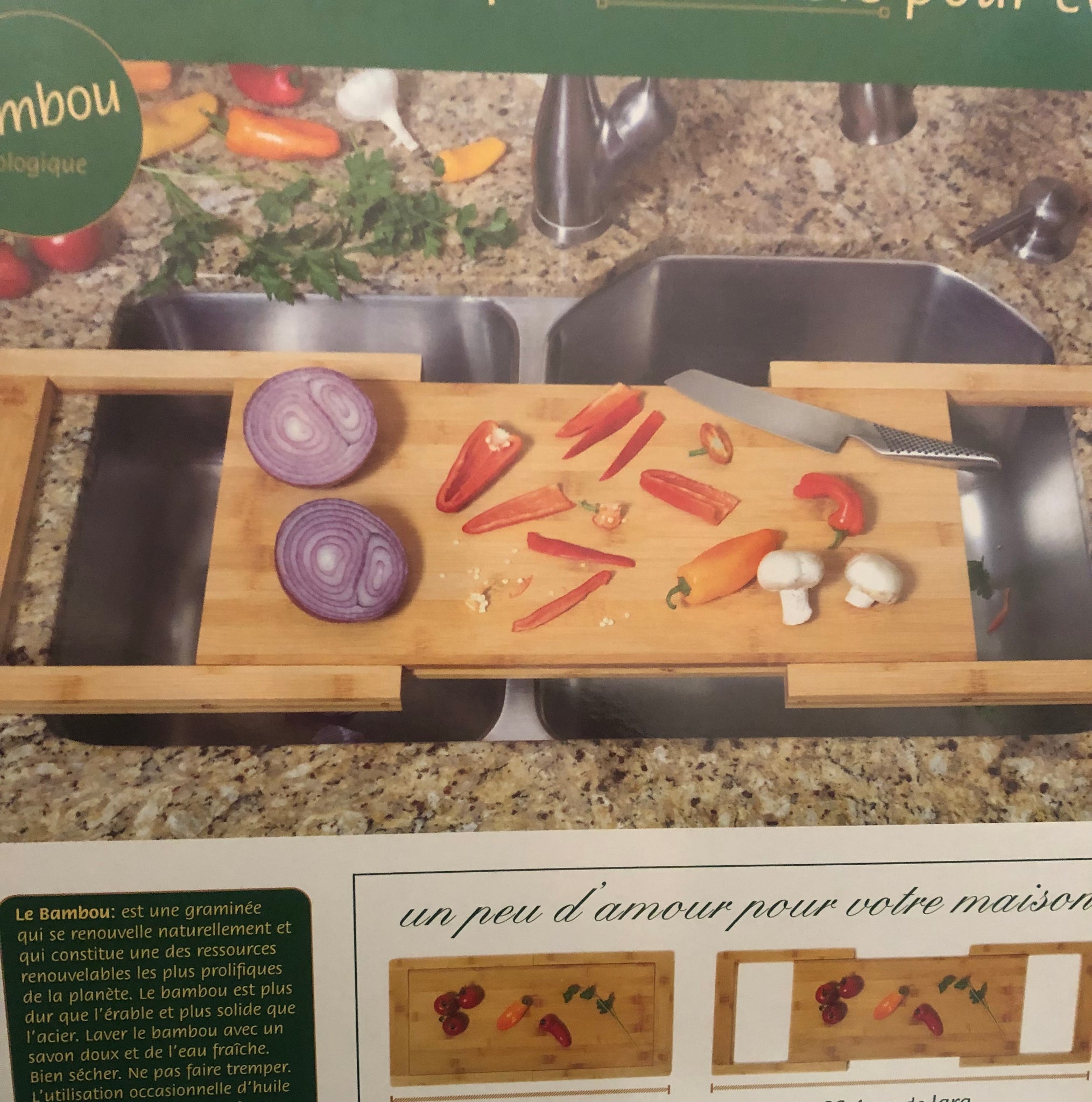 Over the Sink Expandable Cutting Board - Bamboo