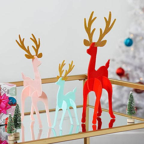 Acrylic 3D Deer - Set of 3 Assorted Colors