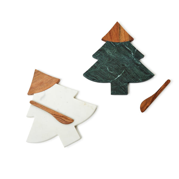 Marble & Wood Tree Serving Board & Spreader