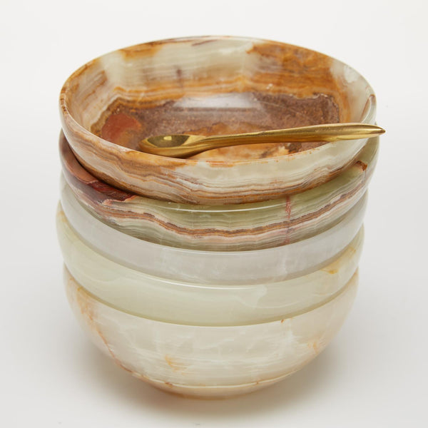 Onyx-Marble Bowl with Gold Spoon