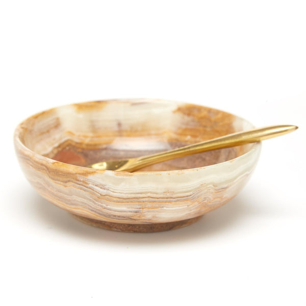 Onyx-Marble Bowl with Gold Spoon