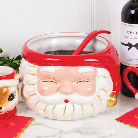 Santa Punch Bowl and Ladle - Red