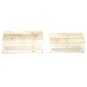 White Quartz Acrylic Box - Set of 2