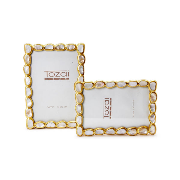 Keshi Mother of Pearl + Gold Frame