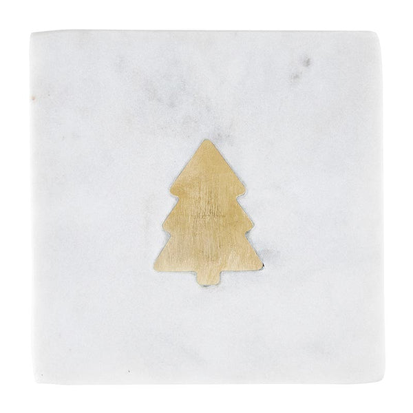 Marble Gold Tree Coasters - Set of 4