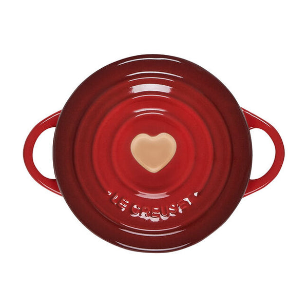 Mini Cocotte with Gold Heart Knob - Cerise