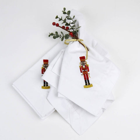 Nutcracker Embroidered Dinner Napkins - Set of 4