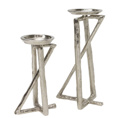 Cy Silver Candleholders - Set of 2