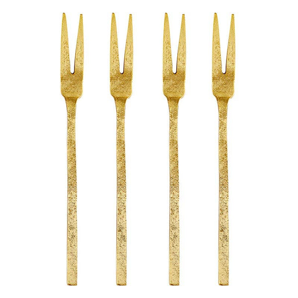 Appetizer Fork Hammered Gold