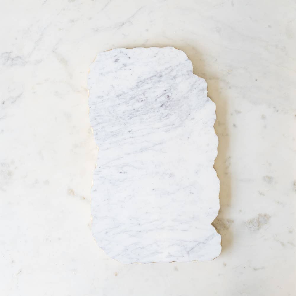 Metz Marble Serving Board - White & Gold