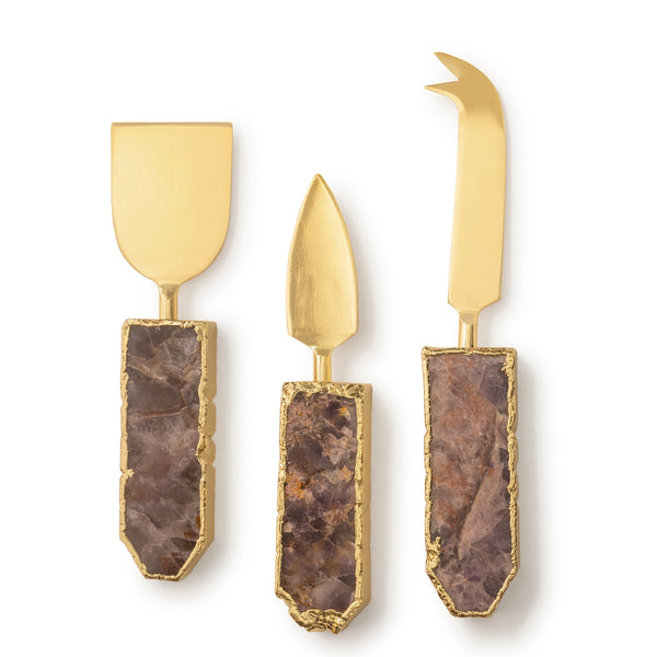 Amethyst Cheese Knives - Set of 3