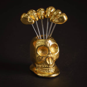 Gold Skull Picks & Holder
