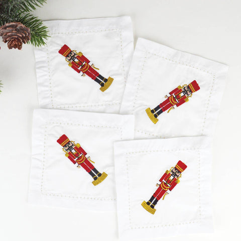 Nutcracker Embroidered Cocktail Napkins - Set of 4