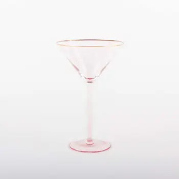 Martini Glasses - Pink w/ Gold Rim SET/2