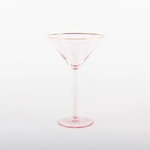 Martini Glasses - Pink w/ Gold Rim SET/2