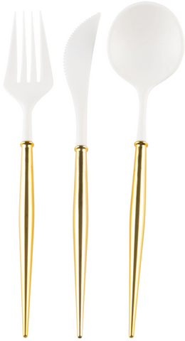 Bella Cutlery - White & Gold