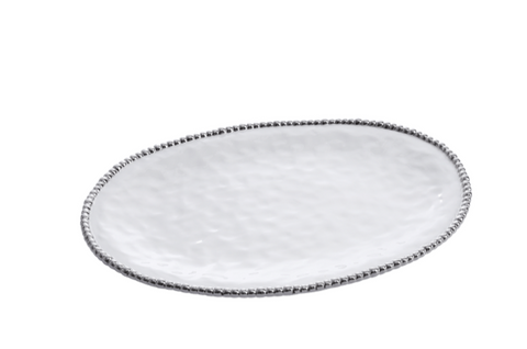 Large Oval Platter Silver Dot