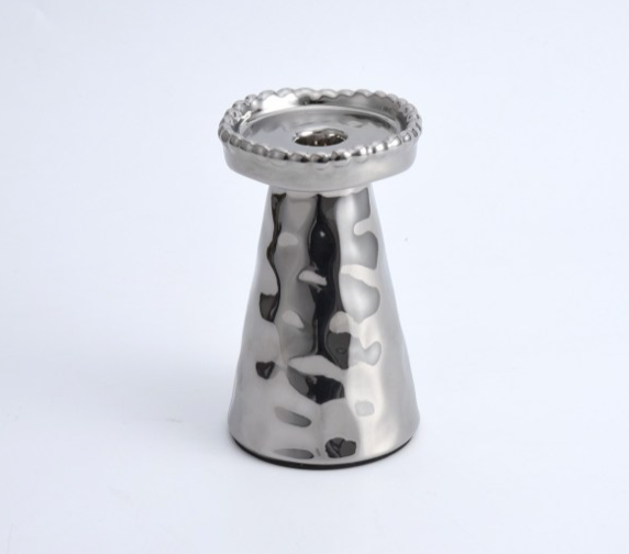 Silver Beaded Candle Holder - Medium