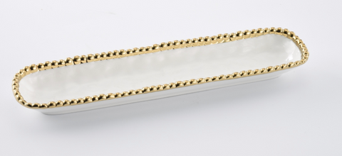 Cracker Tray with Gold Dots