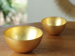 Gold Small Round Foil Leafing Bowl Set/2 - New Orleans