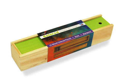 Green Slide Top Colored Pencil Set