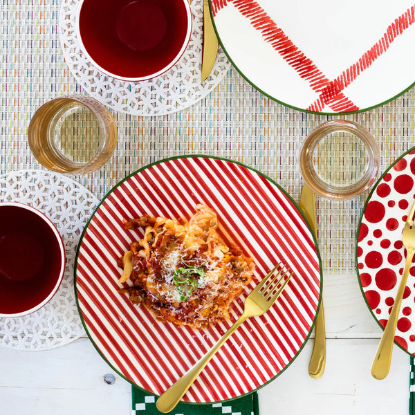 Mistletoe Stripe Dinner Plate
