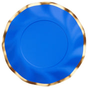 Blue w/ Gold Wavy Salad Plates S/8
